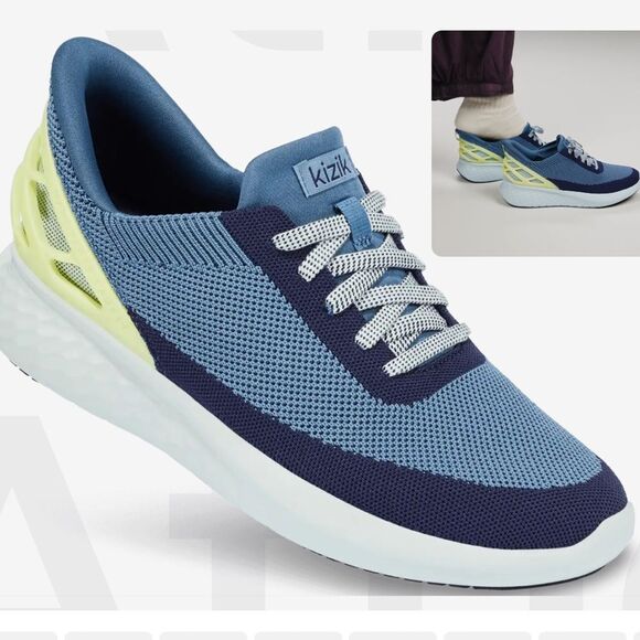 Kizik Athens sneakers stretch material Womens 11.5W Coronet Blue/Surf Spray Nwot